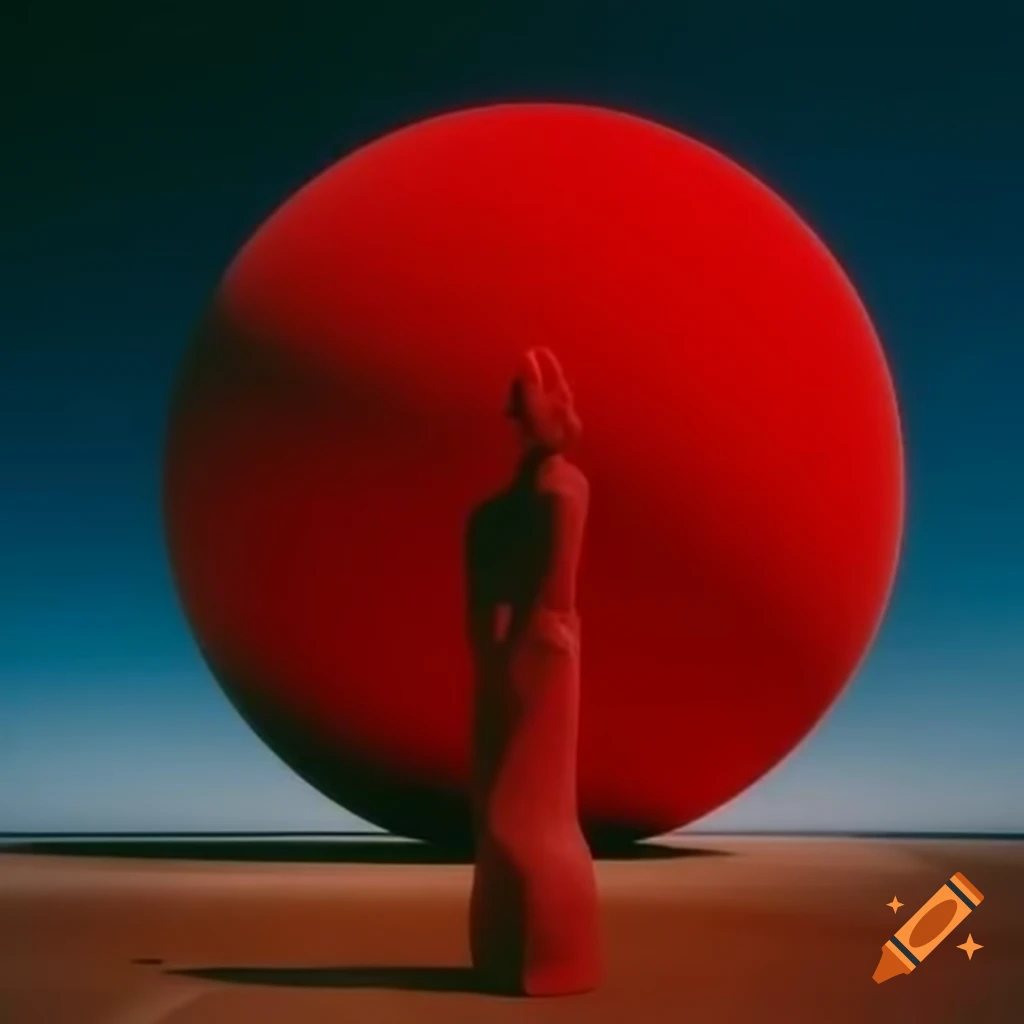 Pop surreal photography featuring red glass statue