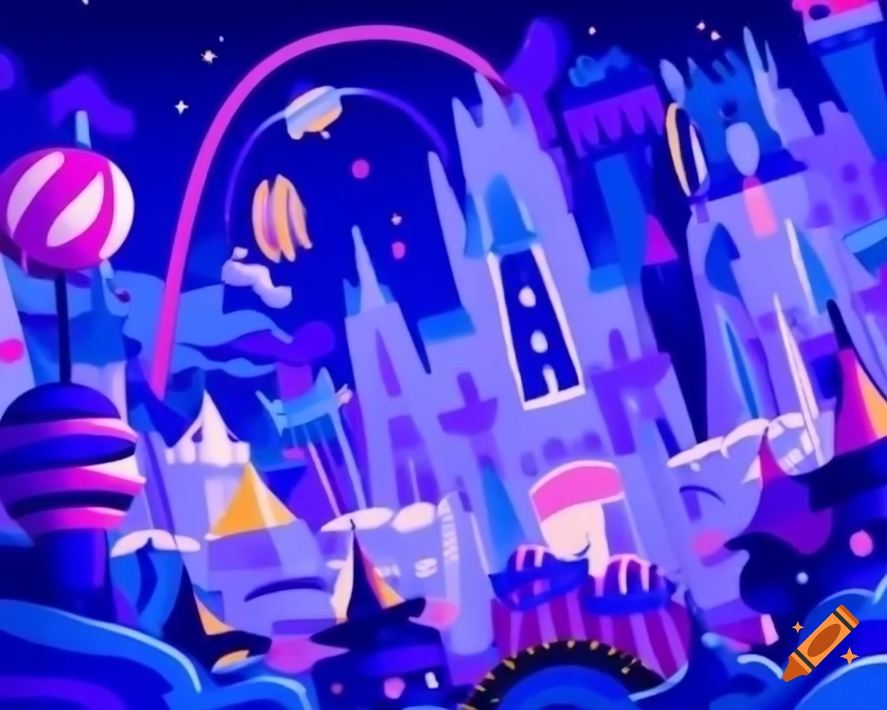 Surreal, dreamlike carnival scene with shifting attractions, high detail abstract art