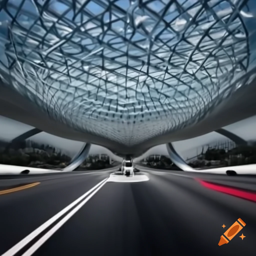 Futuristic Puebla cityscape featuring electric vehicles