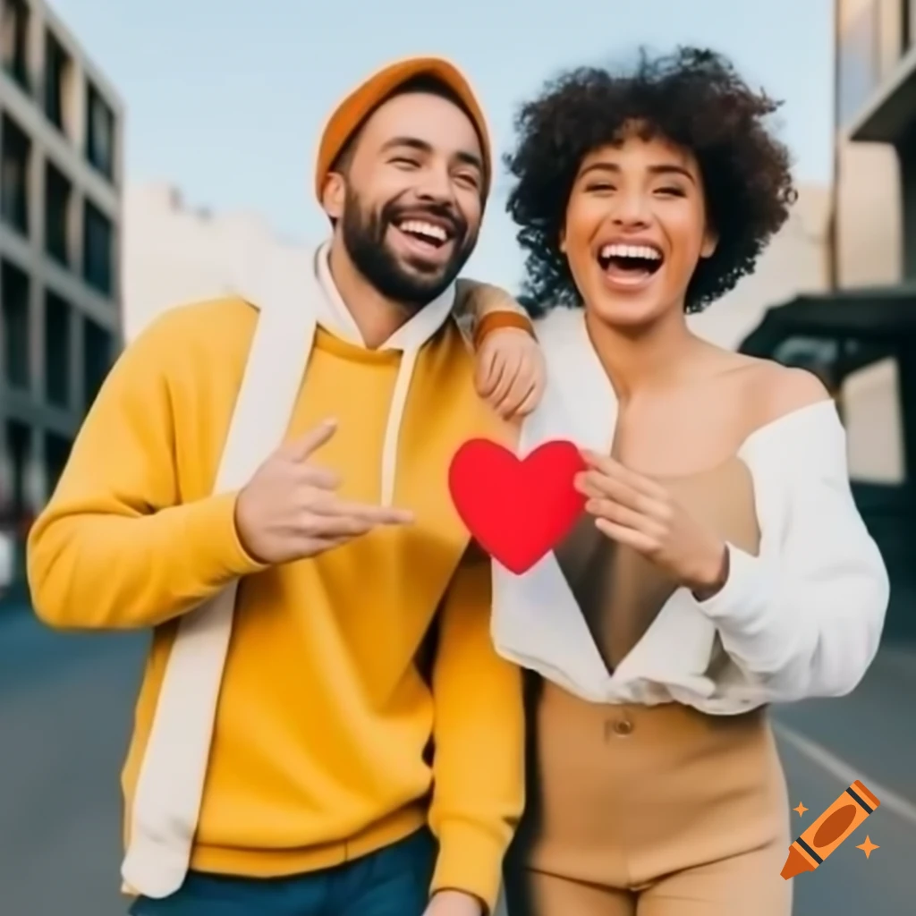 Happy couple celebrating with one million likes