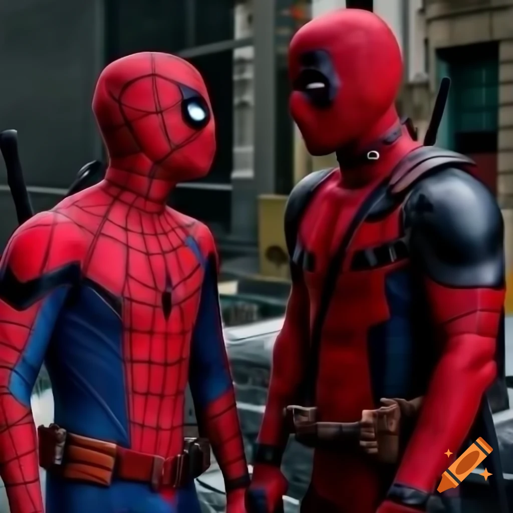 Spiderman and Deadpool in action pose