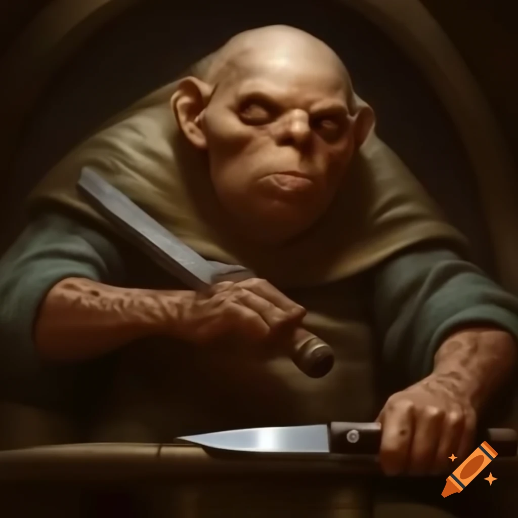 Giant ogre holding a knife in a fantasy setting