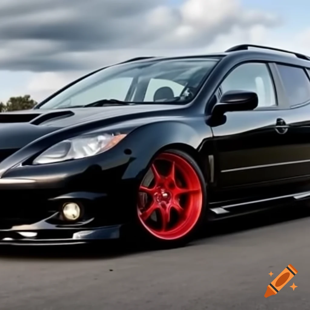 2009 black Mazda 6 wagon with red wheels