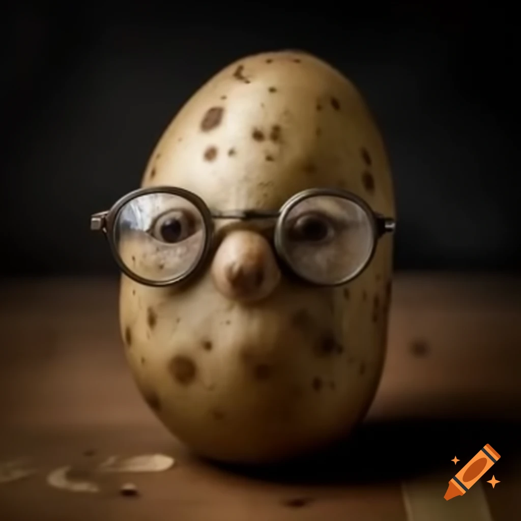 Angry potato with spectacles and dramatic teeth expression