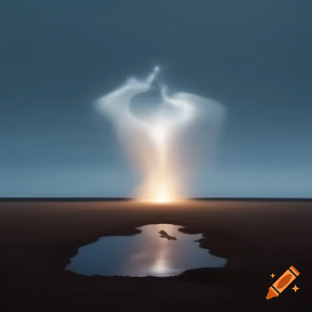 Ethereal glow over desolate landscape at dusk
