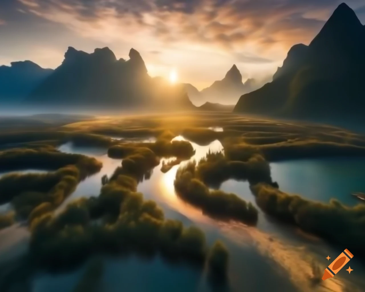 Legendary mountain lake surrounded by majestic wilderness