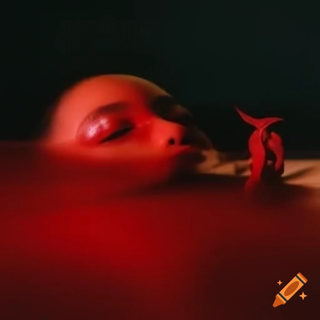 Pop surreal photography featuring red glass statue