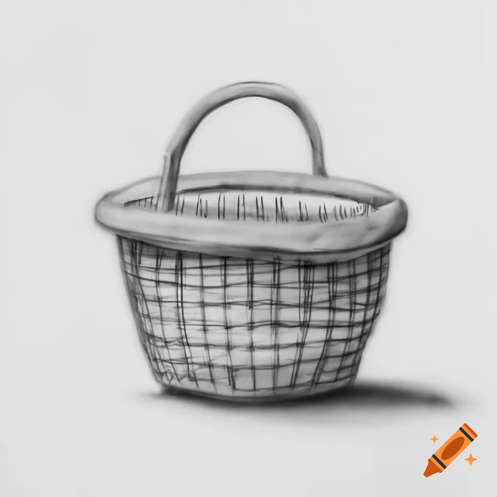 Pencil drawing of a small basket or bag