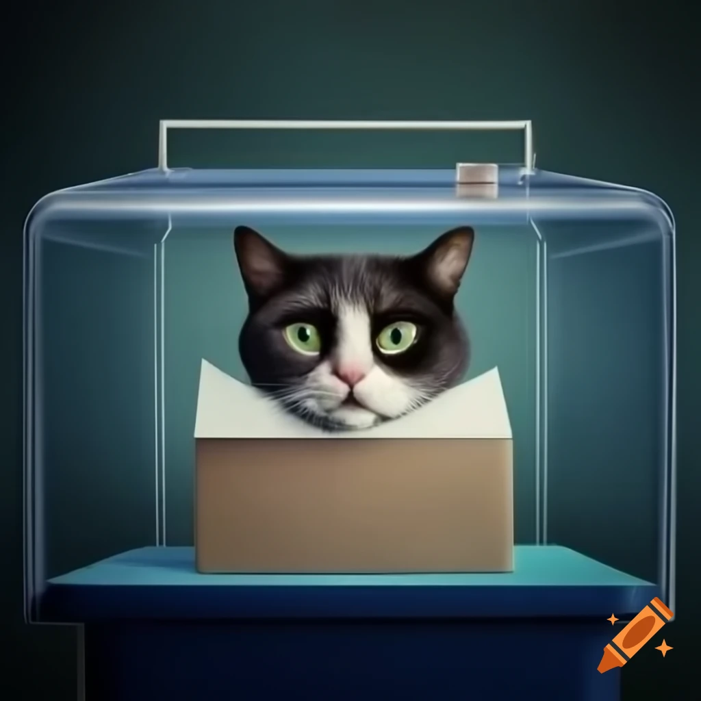 Startled cat in voting booth, bewildered by election candidates
