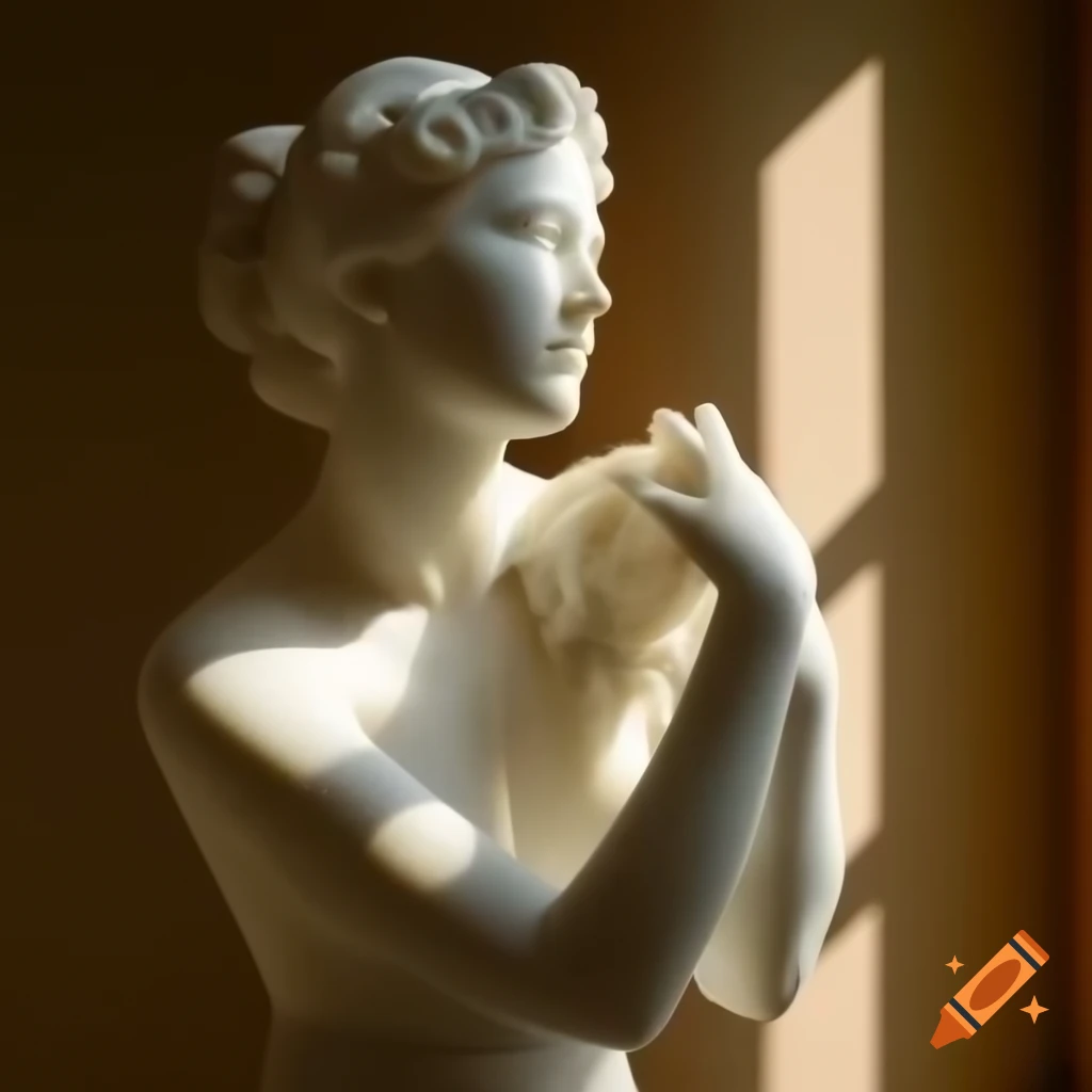 Alabaster sculpture illuminated by morning light, showcasing elegance