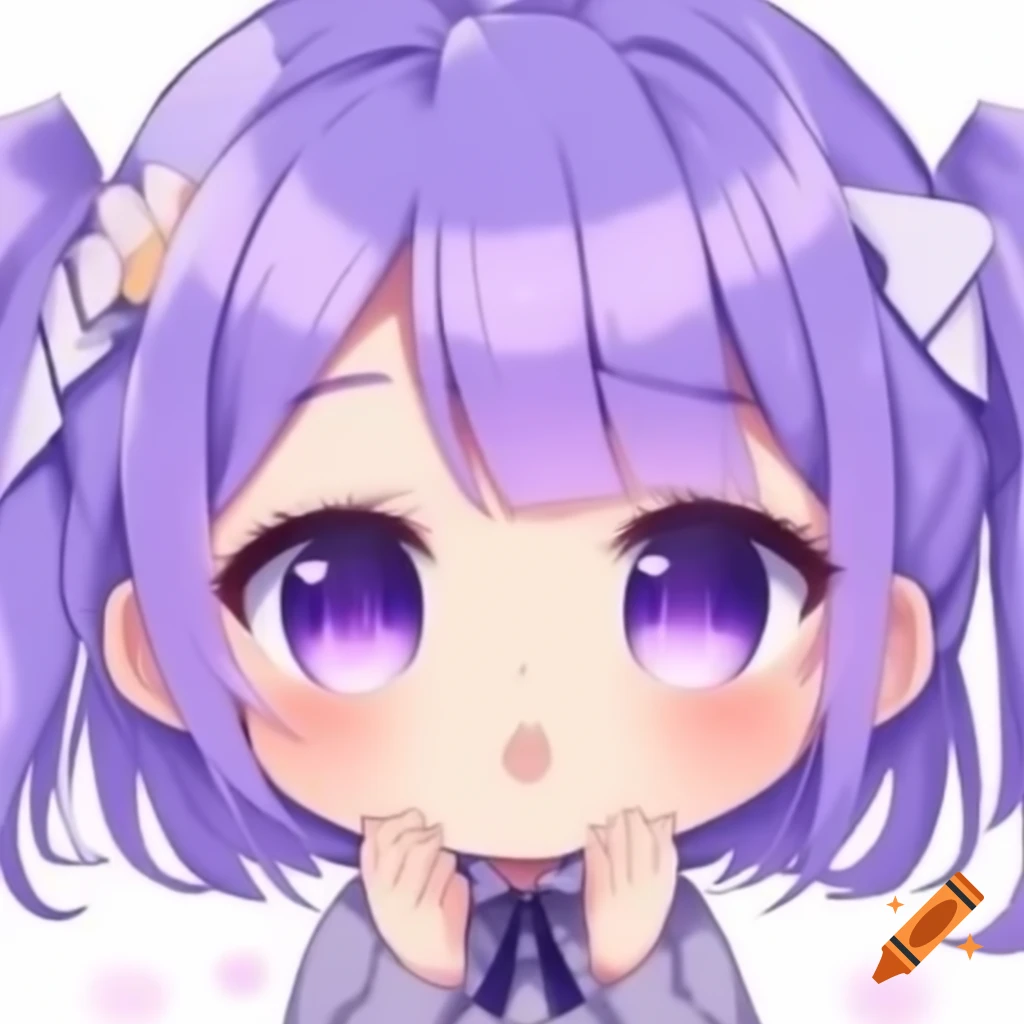 Anime chibi character with lavender hair
