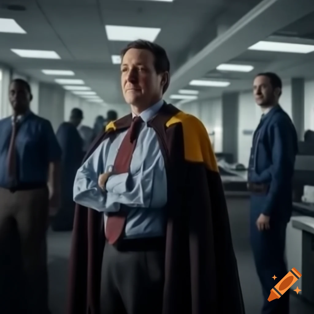 Office worker in a cape representing a union named Union Man