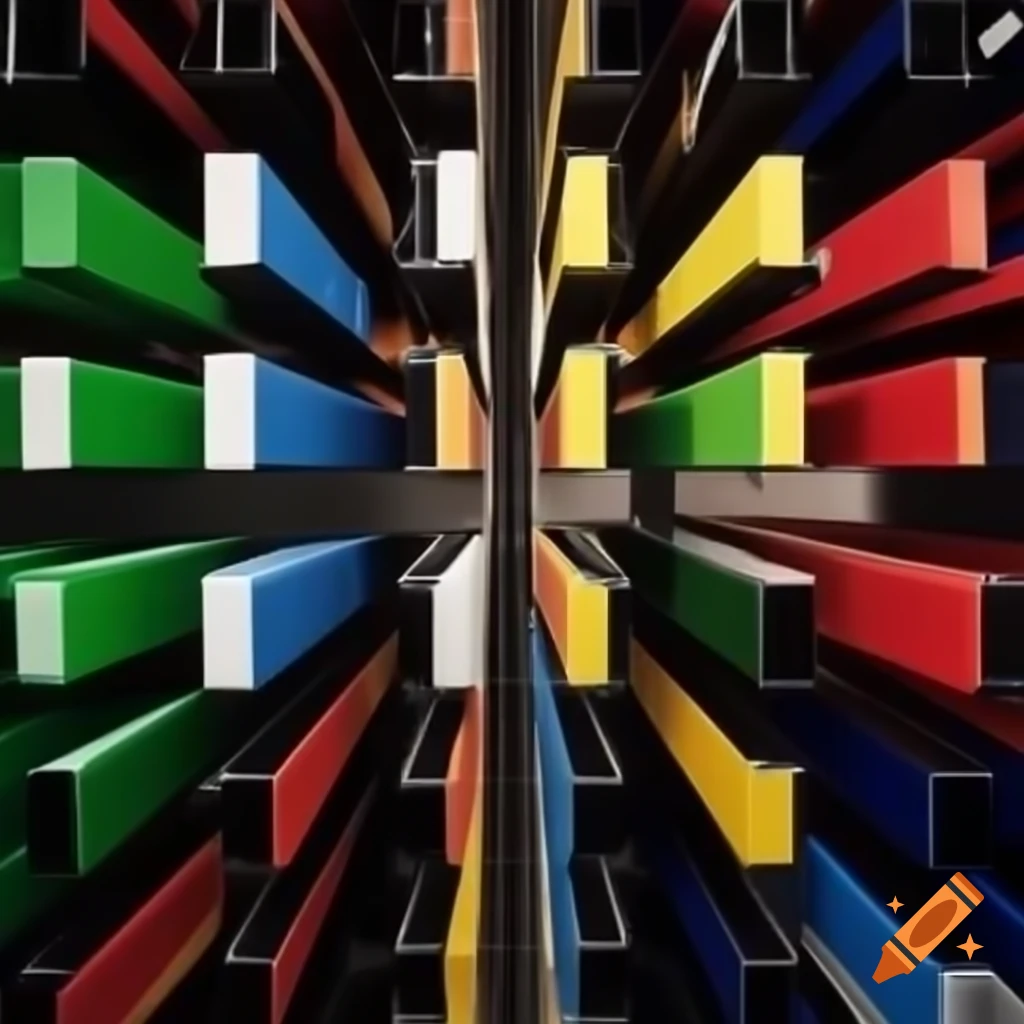 Colorful jumbo Rubik's cubes arranged under high cathedral-like ceilings