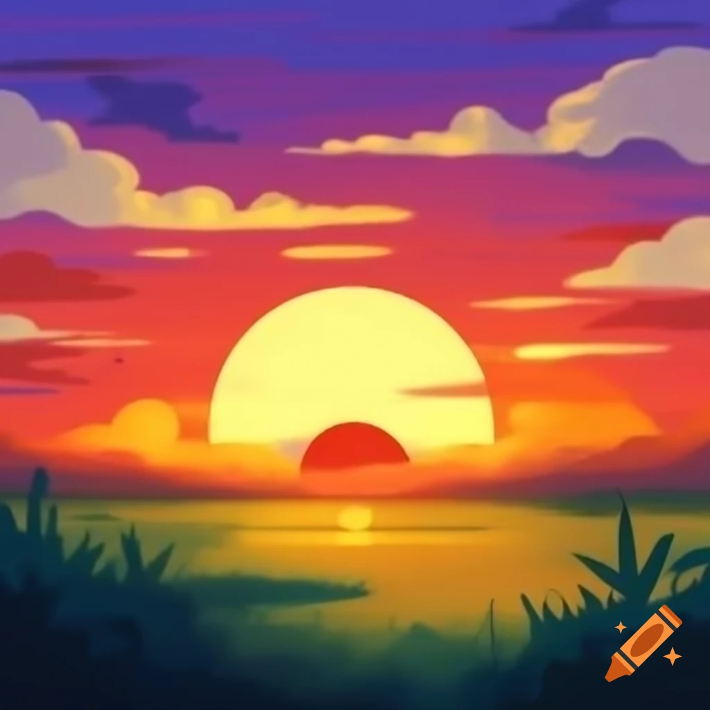 Beautiful sunset casting vibrant colors in the sky