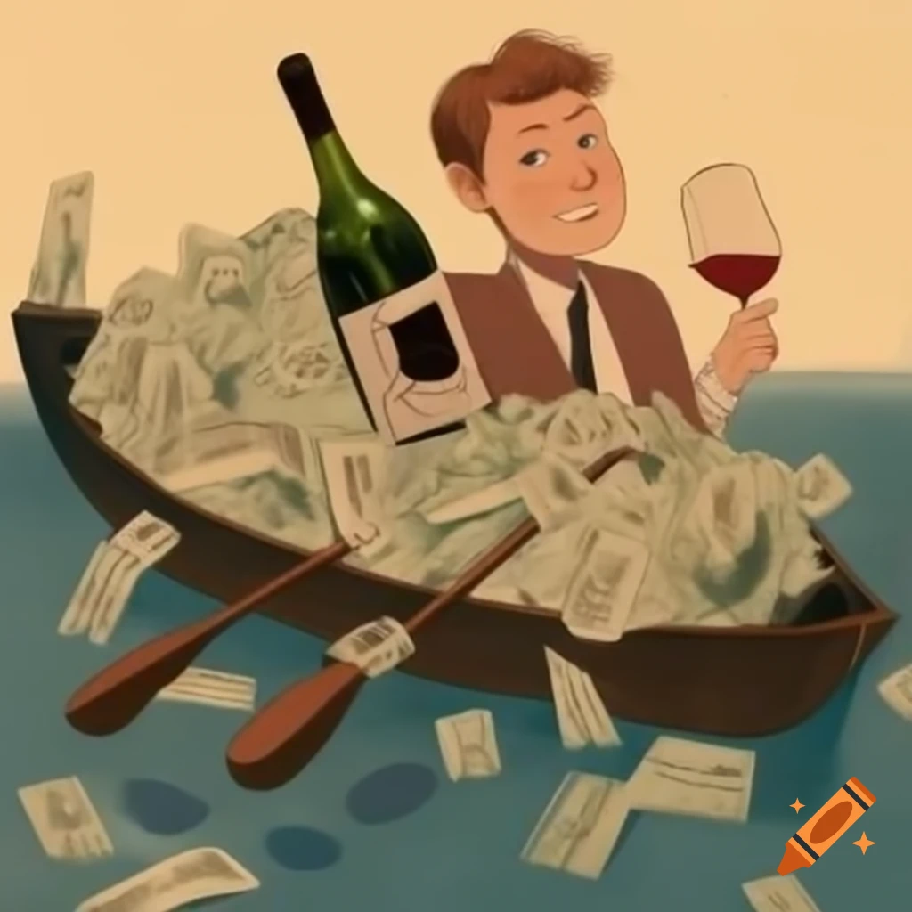 rowboat-filled-with-canadian-money-and-wine-with-smiling-man-on-craiyon