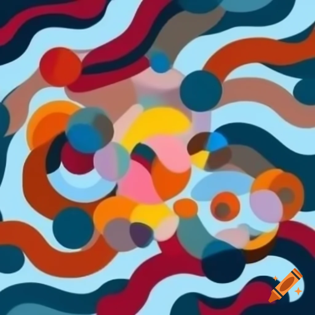 Colorful abstract painting with easy design elements