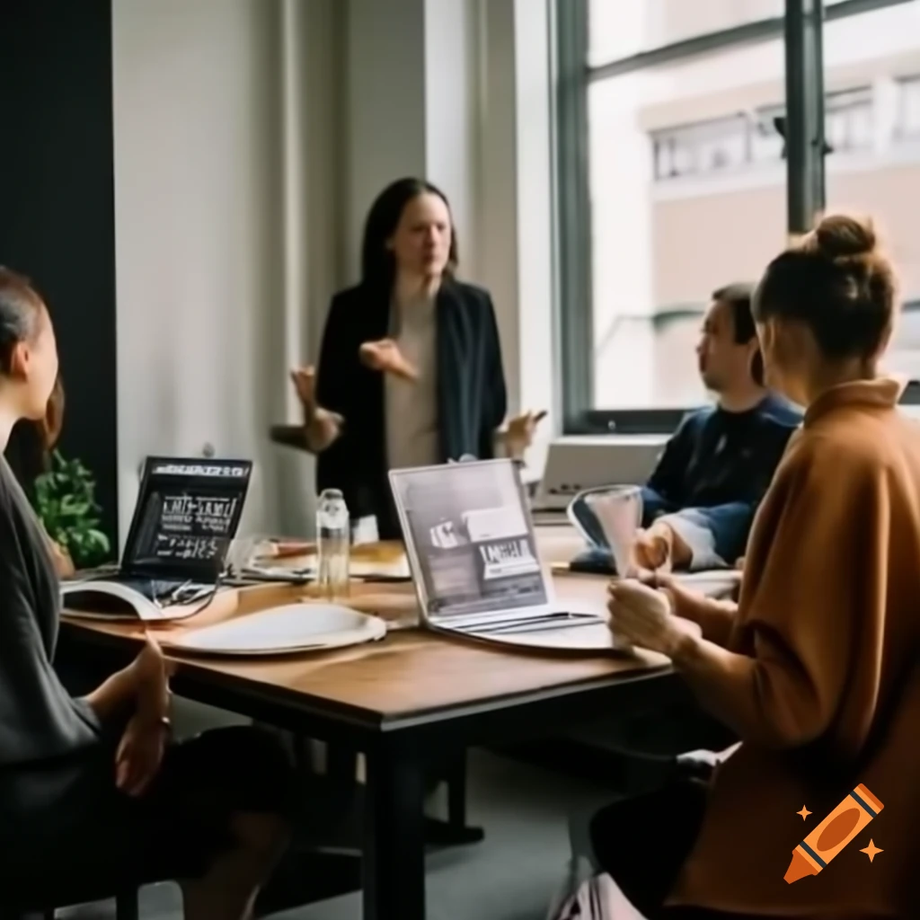 Team of consultants collaborating in a modern business setting with charts and data