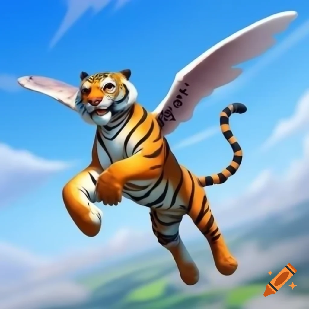 Flying tiger soaring through the sky