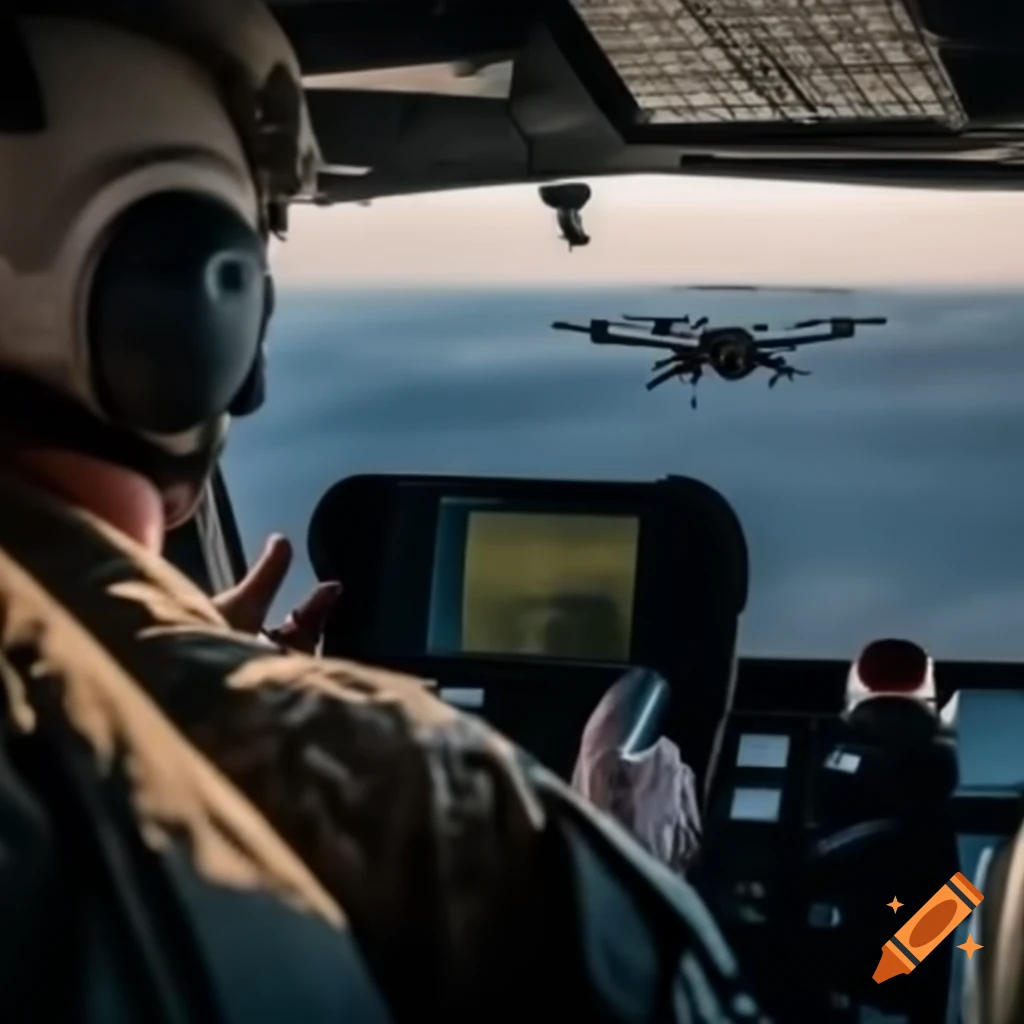 Soldier operating drone with controller