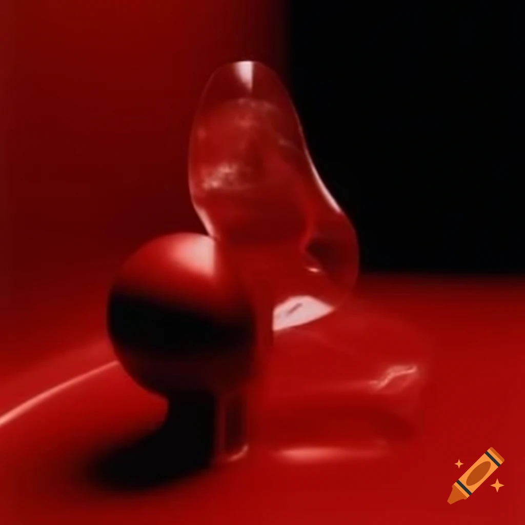 Pop surreal photography featuring red glass statue