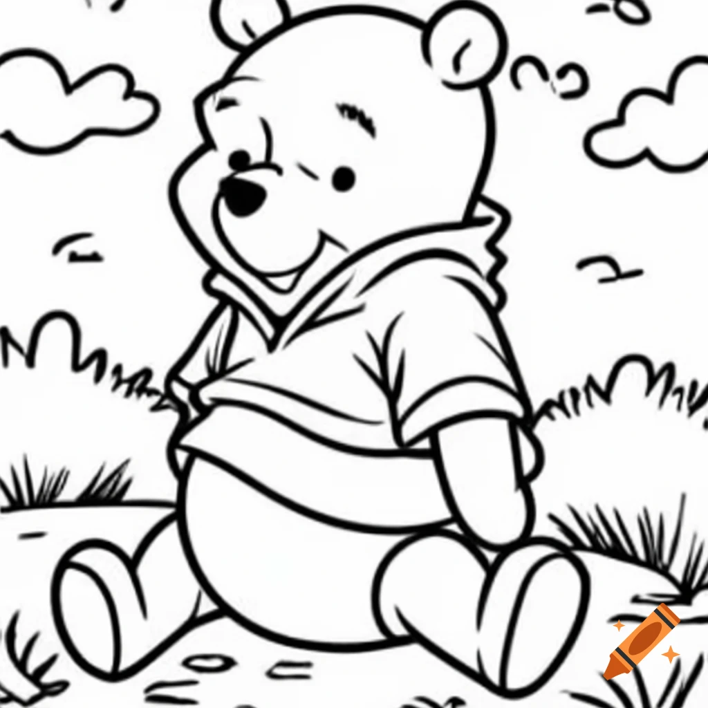 Winnie the pooh coloring page design on Craiyon