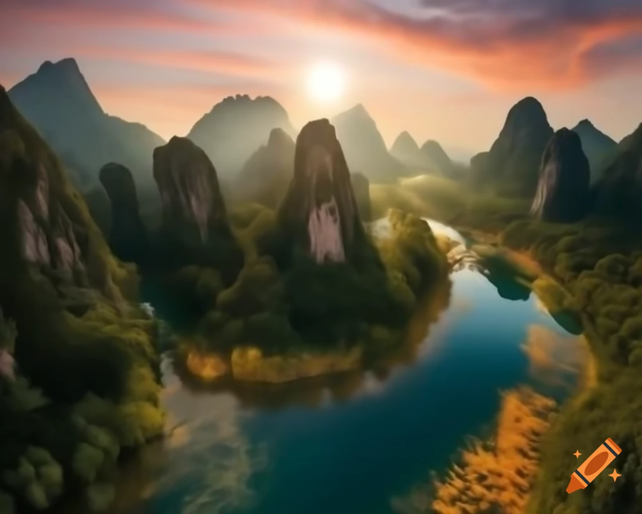 Legendary mountain lake surrounded by majestic wilderness