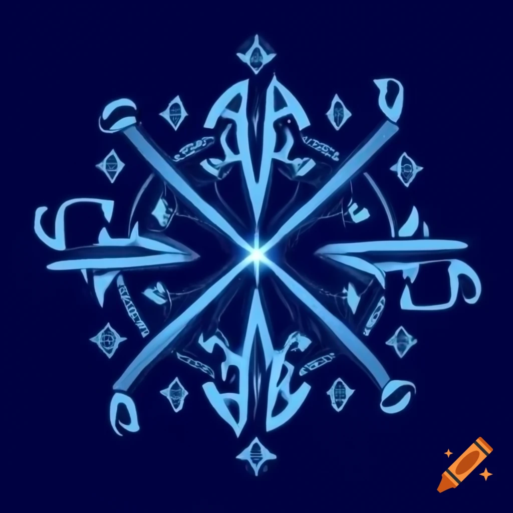 Magical ice runes glowing with blue light
