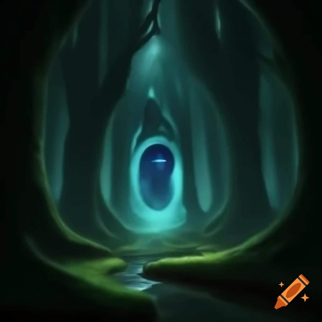Mysterious empty forest scene