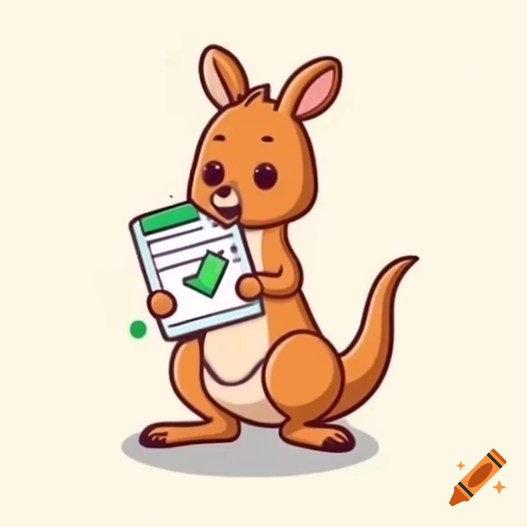 Cute cartoon kangaroo with checklist