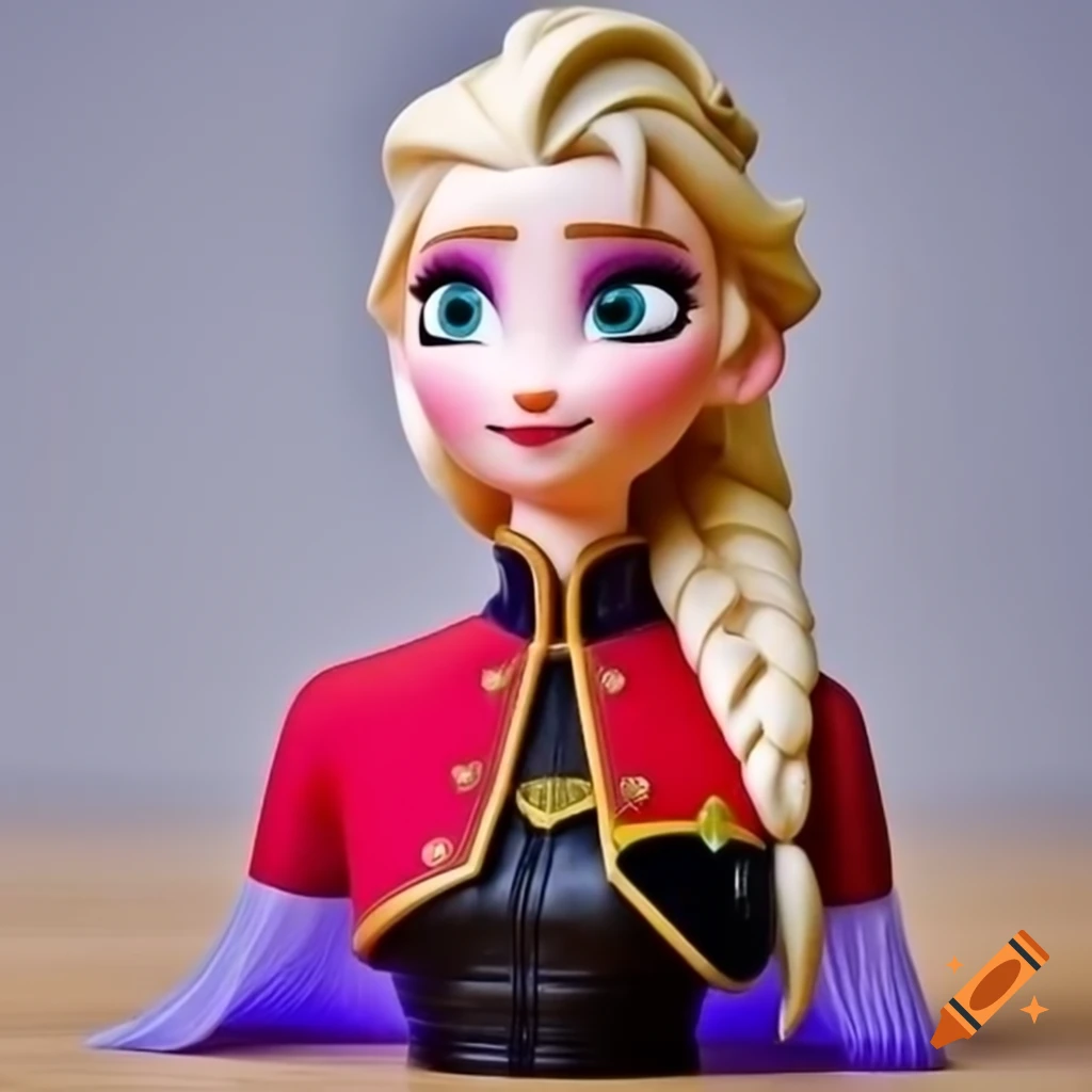 Elsa figure in red officer uniform made of resin