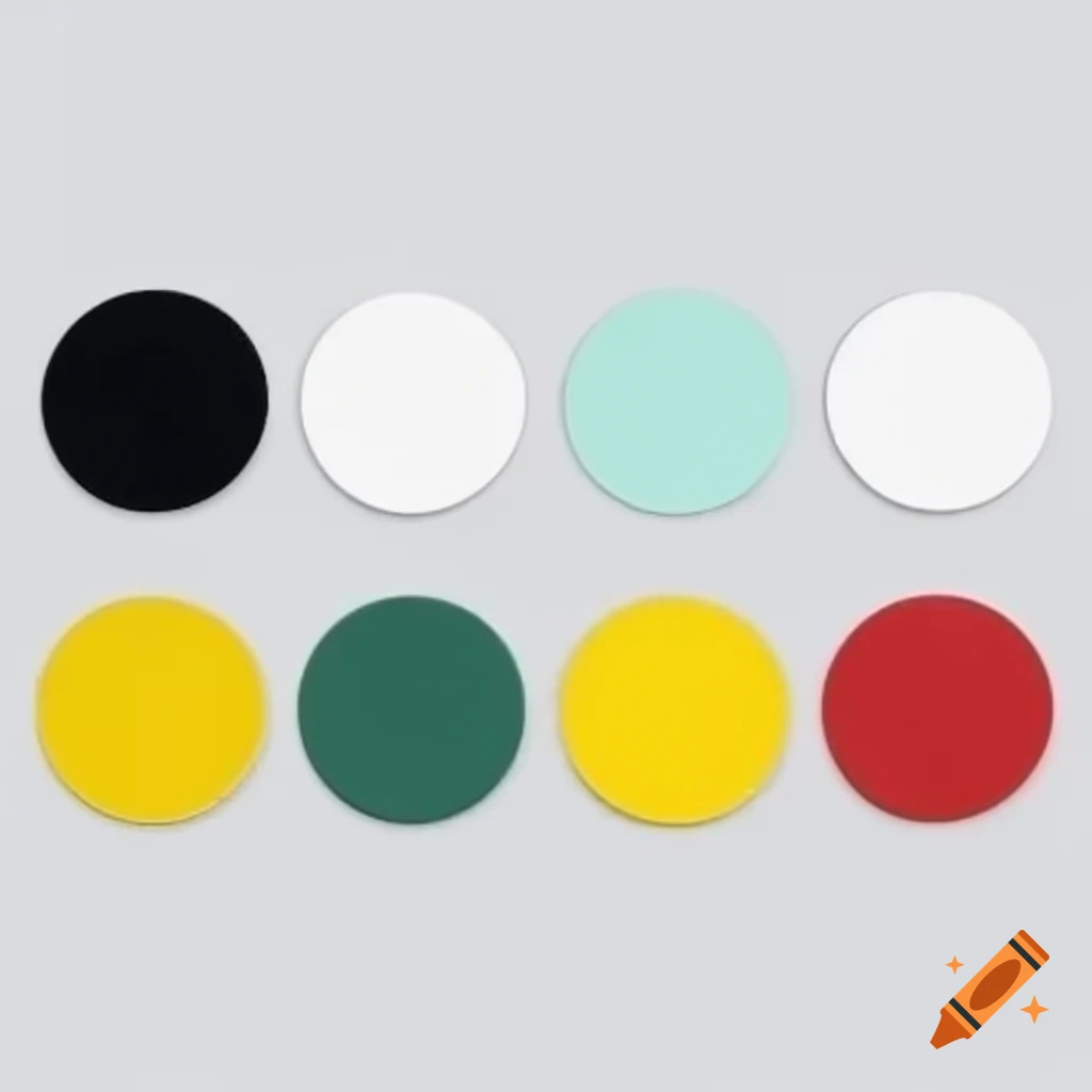 Circles of 2 cm diameter in 10 different colors