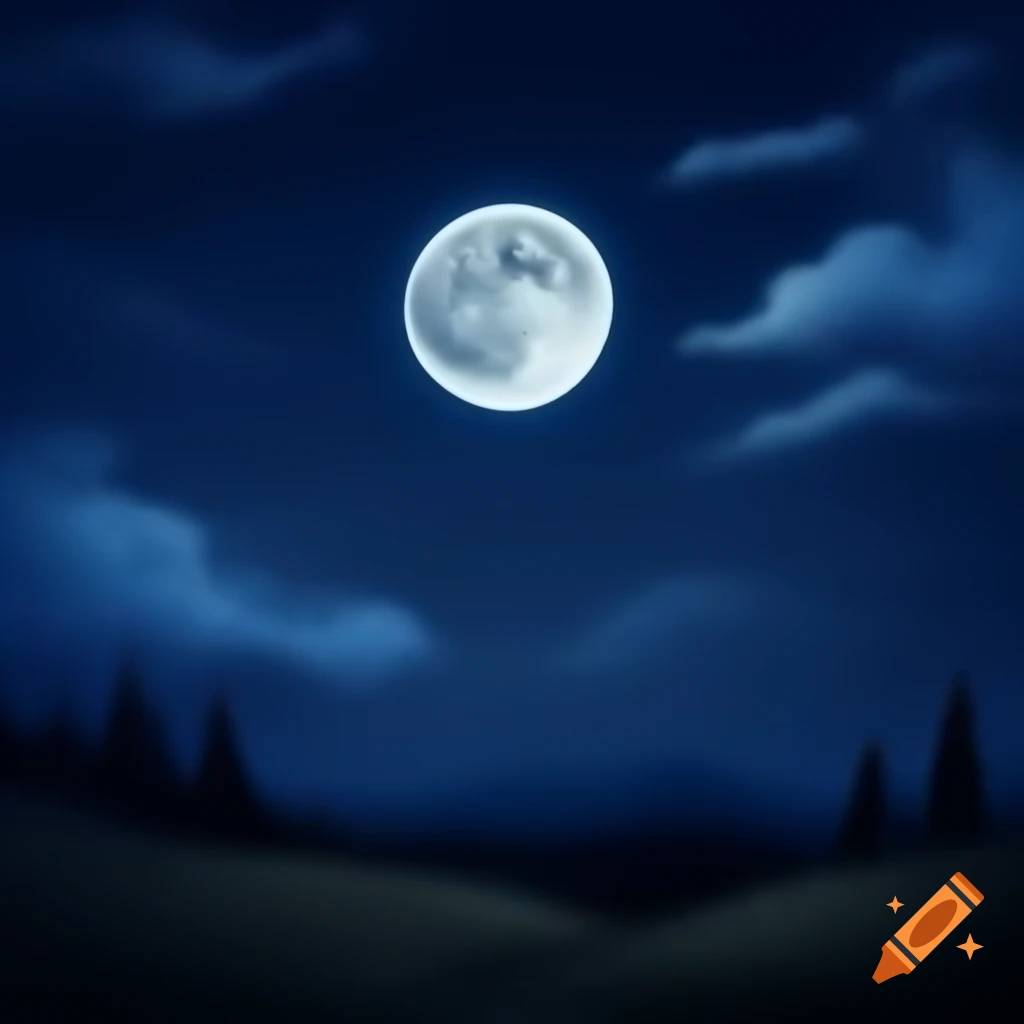 Night sky with glowing moon
