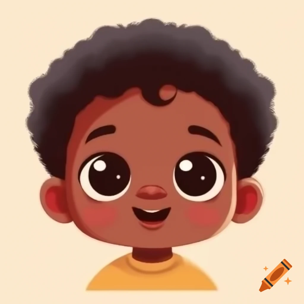 Illustration of a happy baby boy with Afro hair