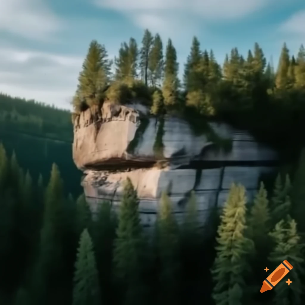 Rocky cliff surrounded by forest