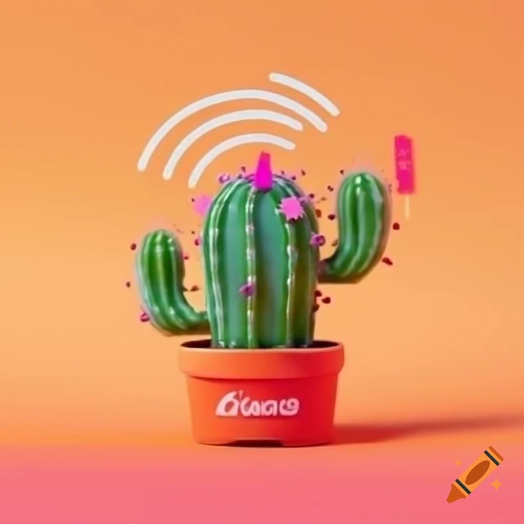 Totem pole cactus serving as an advertising pole for wifi