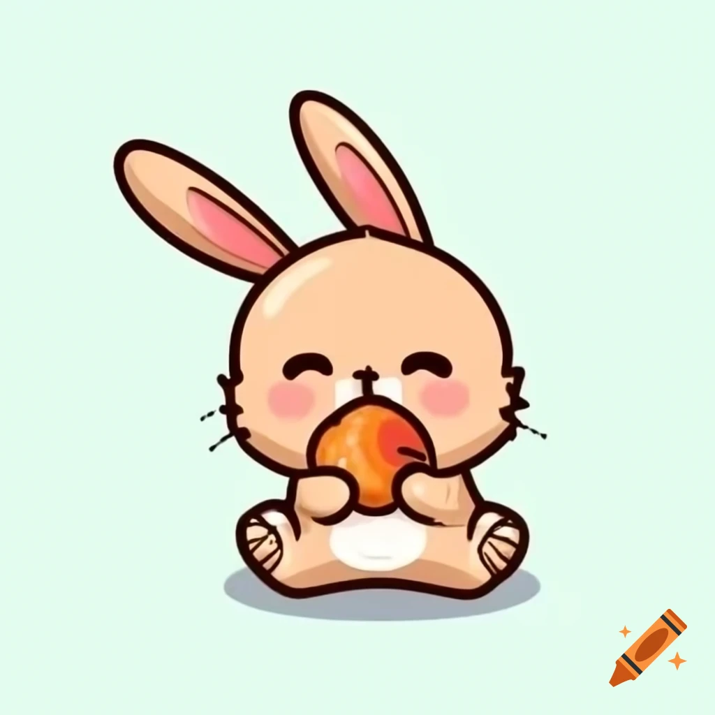 Cute rabbit eating a mandarin