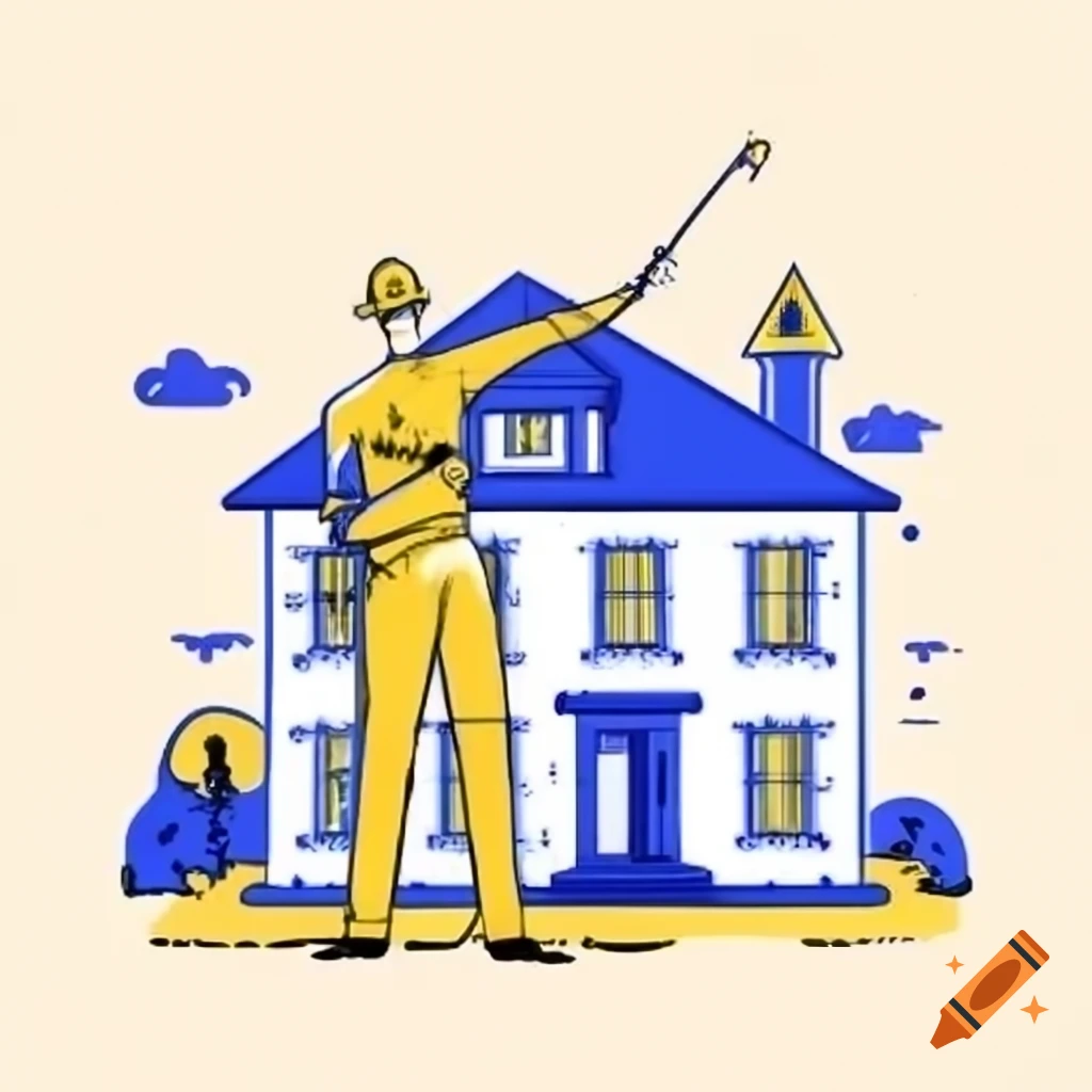 Rental agent standing next to surreal house inspired by Dalí