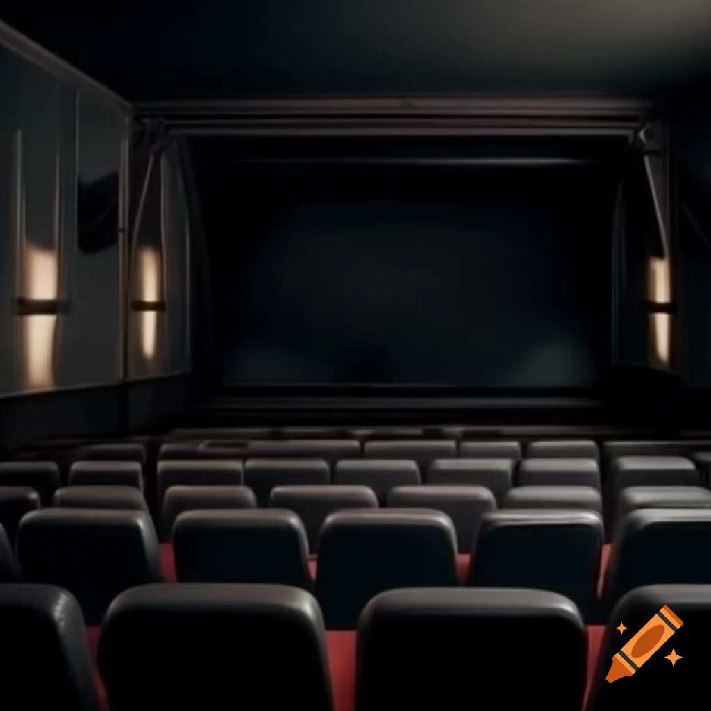 Dark and creepy haunted movie theater interior