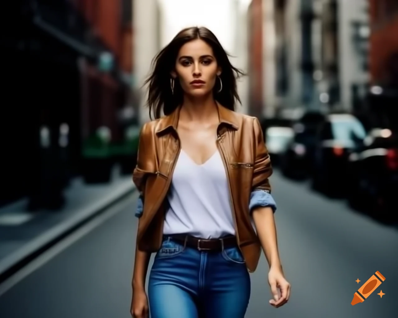 Beautiful woman casually walking in the streets