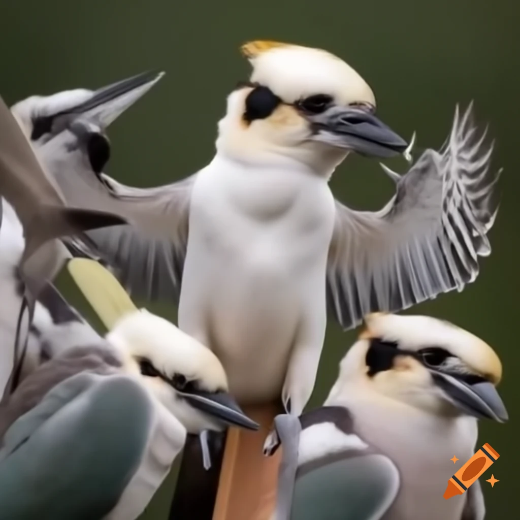 Group of kookaburras in vibrant setting