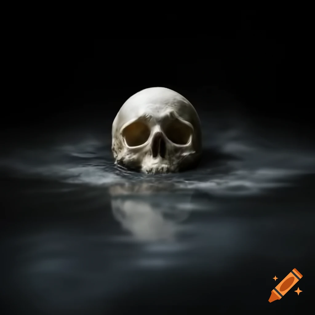 Skeletal skull casting shadow, symbolizing transition to the unknown