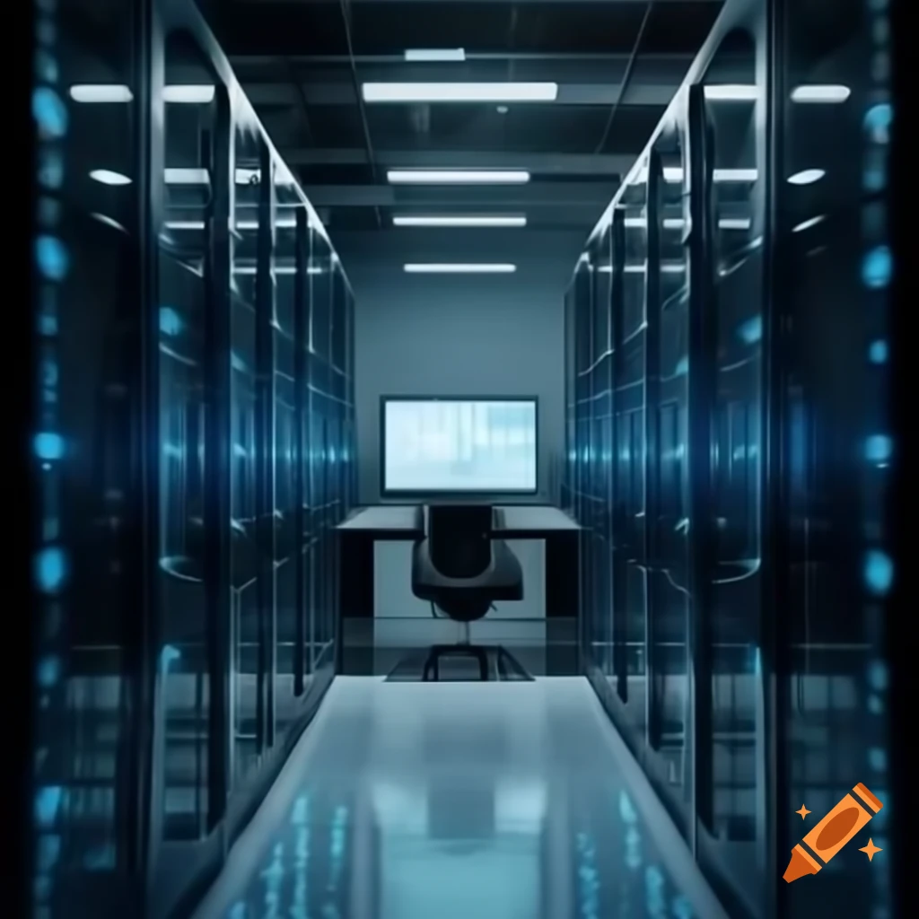 Aerial view of a data center with computer racks