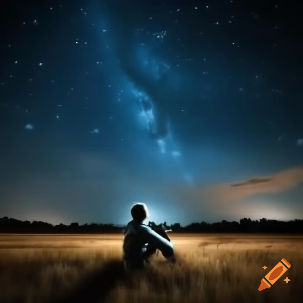 Entrepreneur gazing at Southern Cross constellation in night sky, dreaming of global success