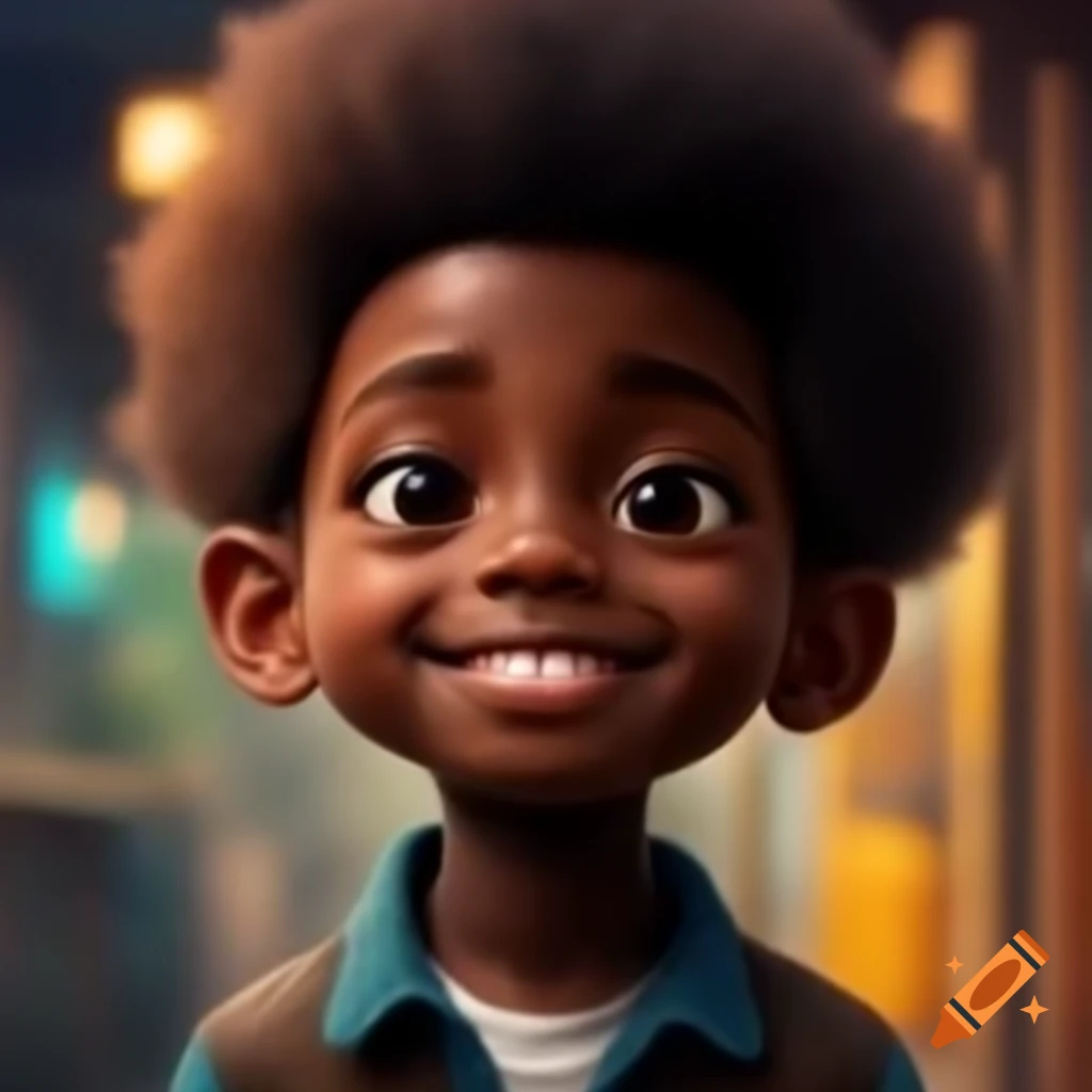 Cute and happy black boy with afro hair showcasing ai mentorship on