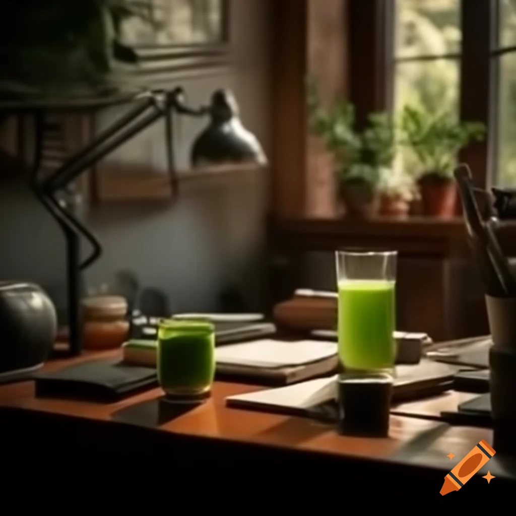 Preparing green juice with fresh ingredients