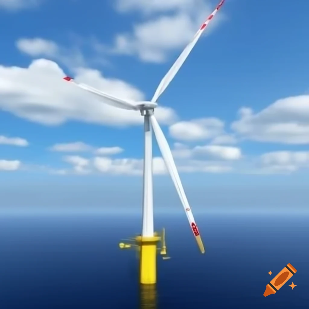 Offshore wind turbine scheme detailing parts like tower