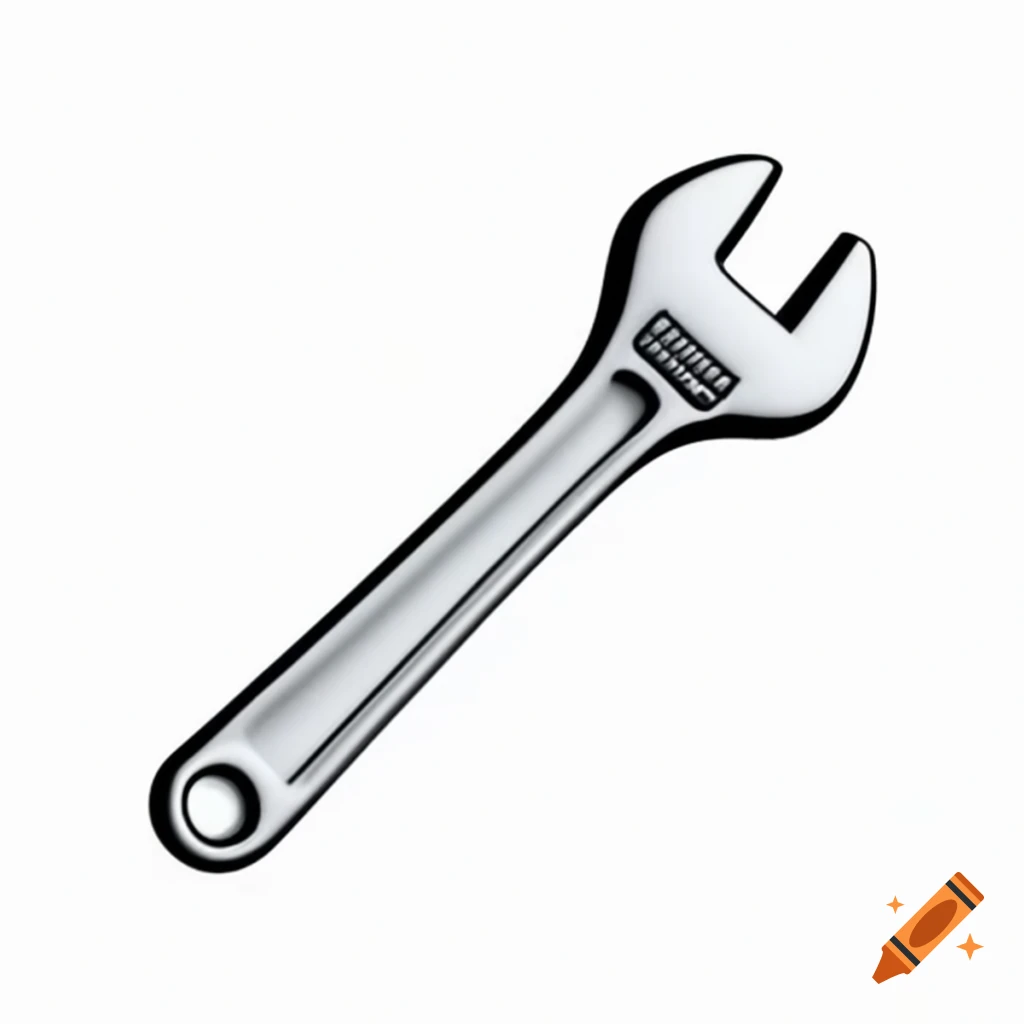 Realistic 3D chrome wrench design