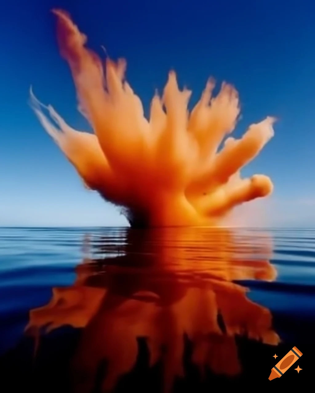 Contemporary abstract art featuring vibrant colors with fiery orange and cobalt blue