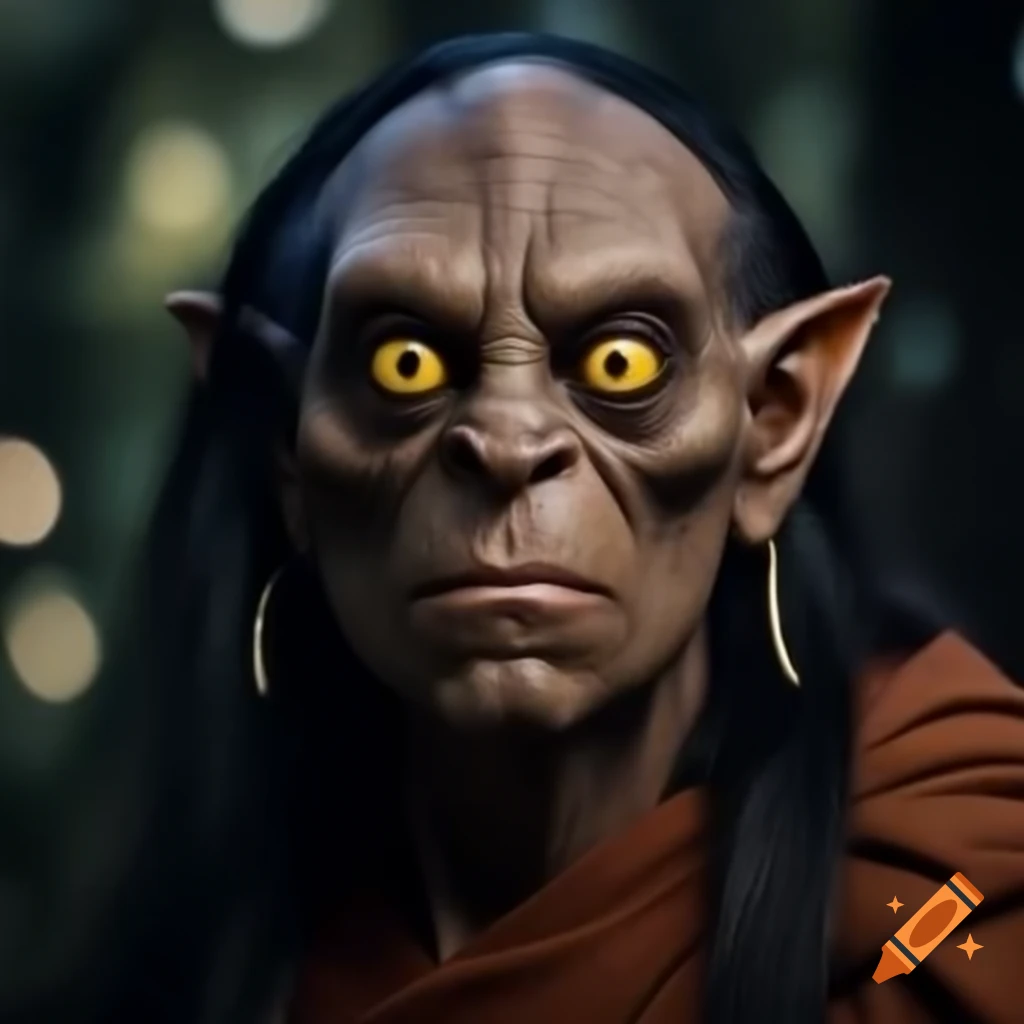 Realistic depiction of a hobgoblin monk with unique features