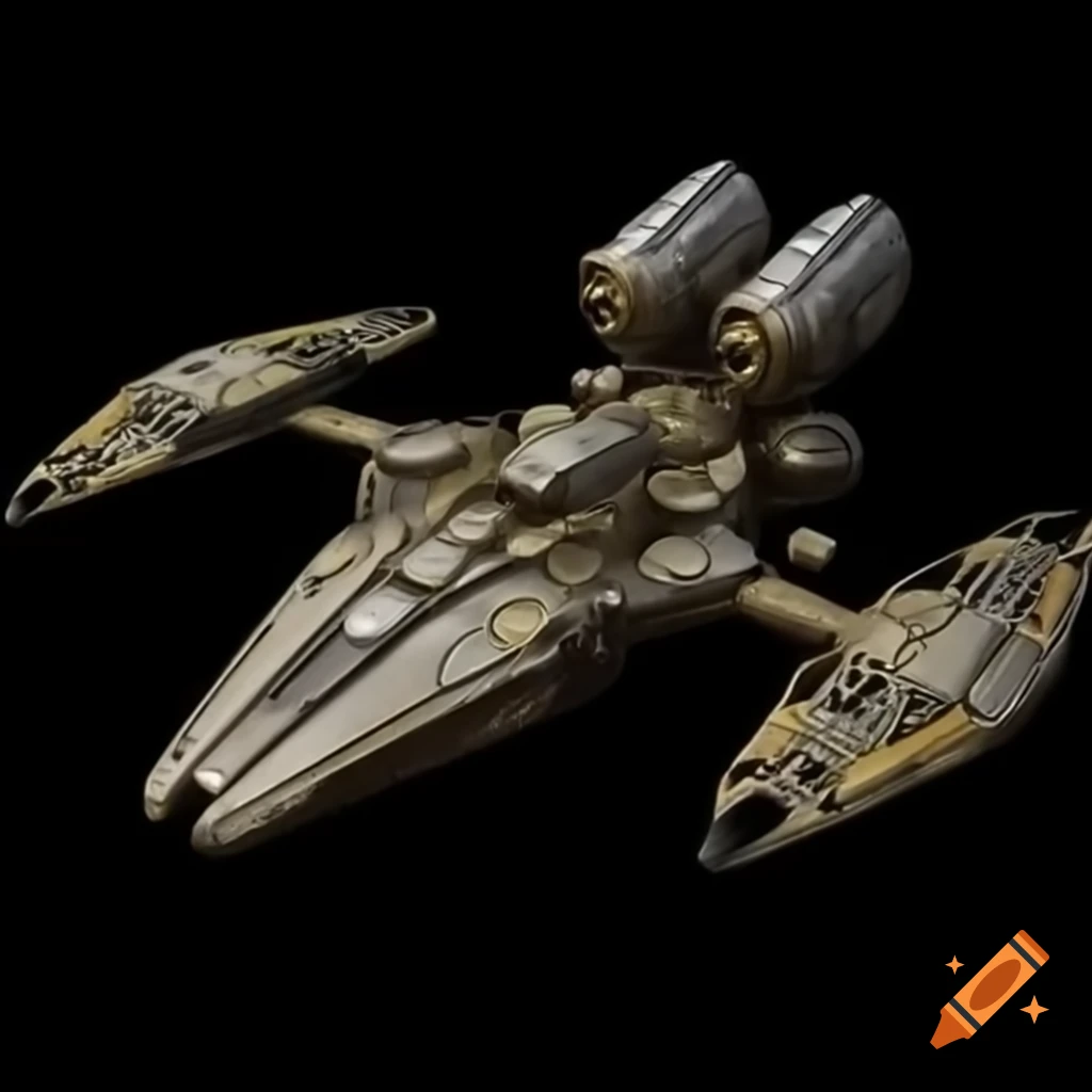 Clockwork spaceship designed as a sleek dragonfly